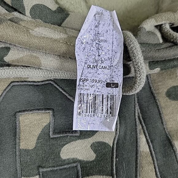 GAP Camouflage Sweatshirt Hoodie Men's Size Large Olive Green,‎ Brown Pullover - Picture 4 of 12